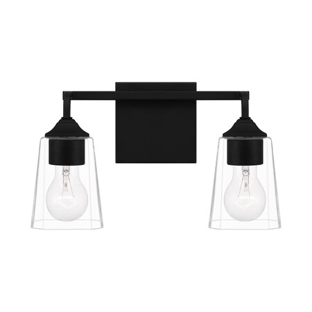 Quoizel Thoresby 2-Light Matte Black Vanity Light THO8614MBK